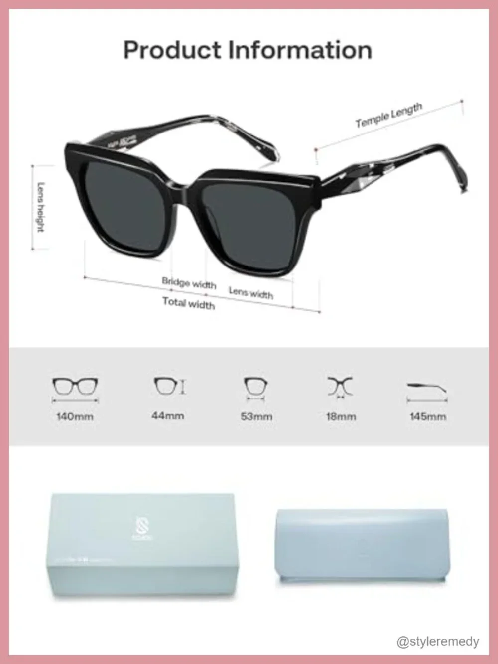 Polarized Oversize Square Sunglasses for Women, Acetate Frame, UV400